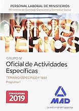 Oficial de Actividades Específicas del Ministerio de Sanidad, Consumo y Bienestar Social. Temario específico y Test Programa 1