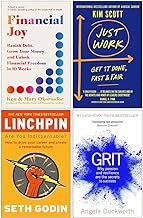 Financial Joy, Just Work [Hardcover], Linchpin Are You Indispensable? & Grit 4 Books Collection Set